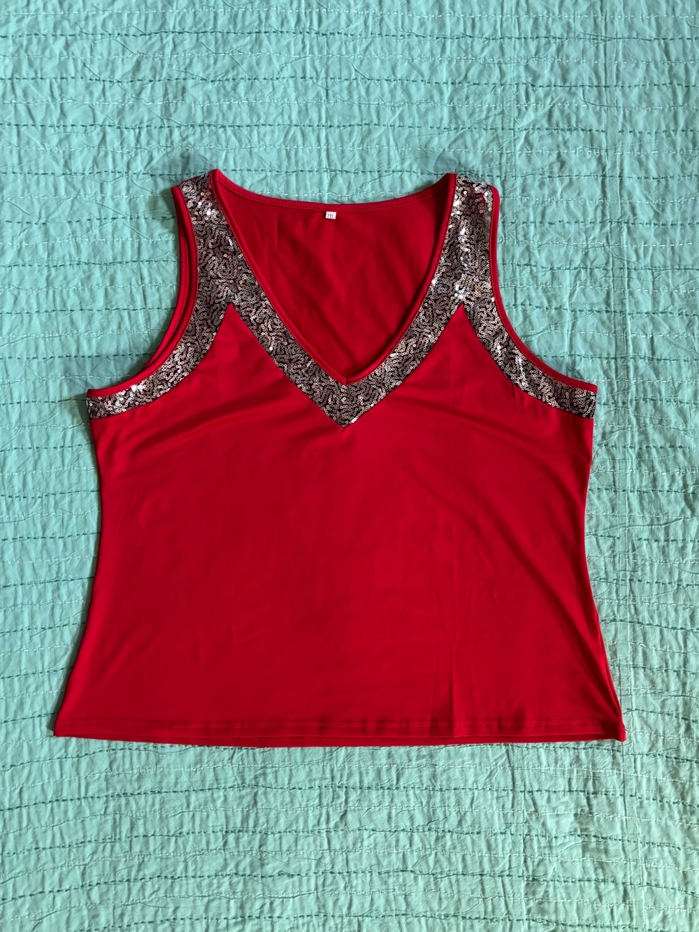 Red and Silver Sequin Tank size 2X Date Going Out
